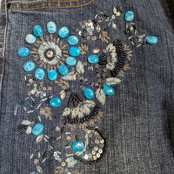 Vintage Cache Beaded Embroidered Embellished Medium/Dark Wash Jeans Size 10 - Picture 8 of 12